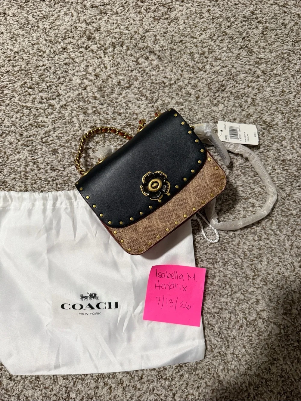 Coach Black and Brown Signature Chain Crossbody Bag